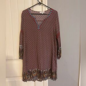Umgee Burnt Red and Blue Patterned Top